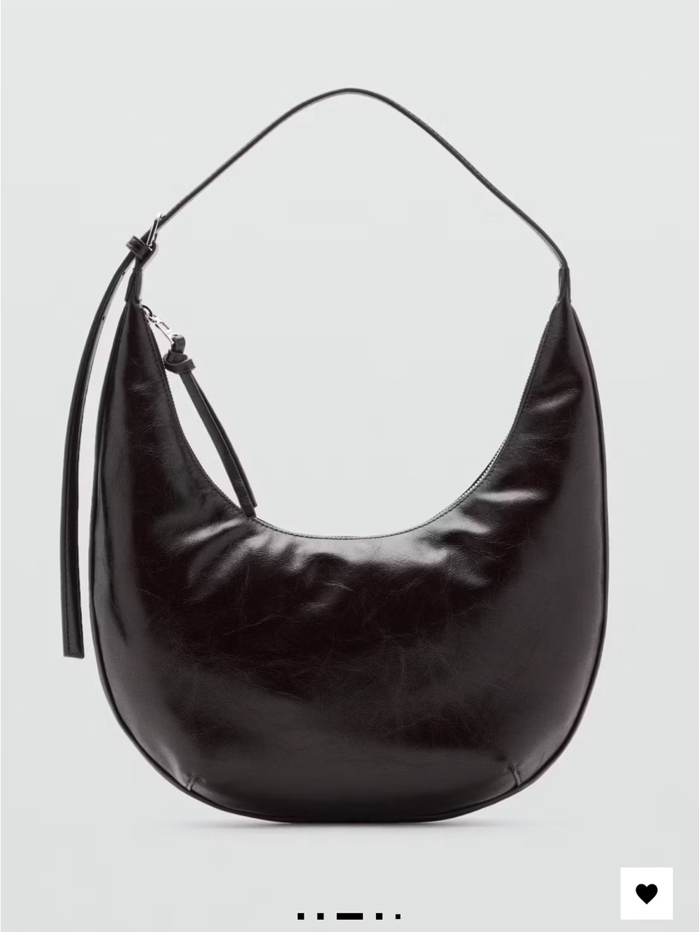 Mango Dark Brown  Crescent Hobo Shoulder Bag